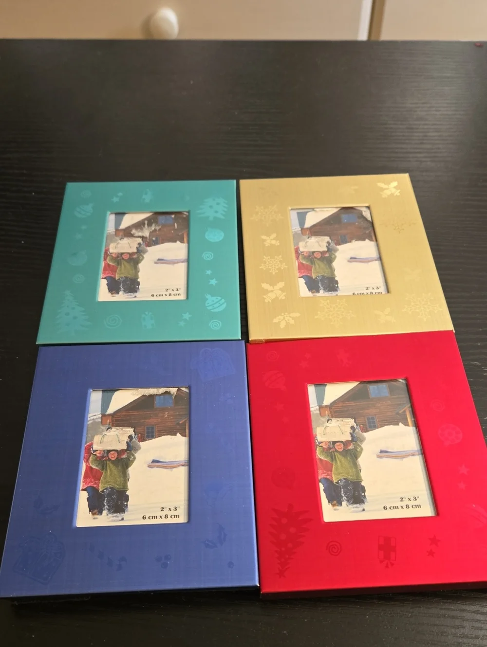 Colorful Holiday Photo Frame Set - Red, Teal, Blue, Gold